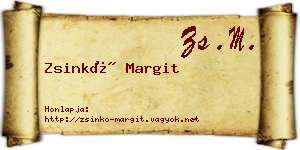 Zsinkó Margit névjegykártya